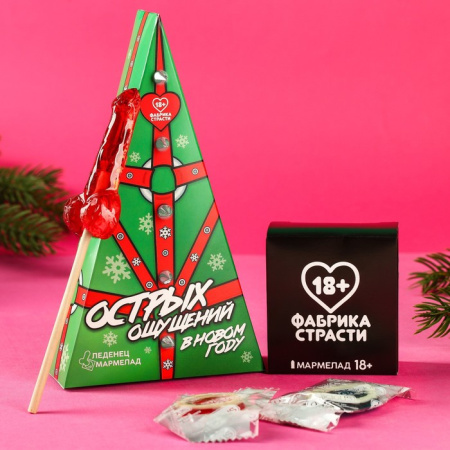 Набор в коробке-ёлке «Острых ощущений в новом году»: леденец 20 г. и мармеладные презервативы, 36 г.